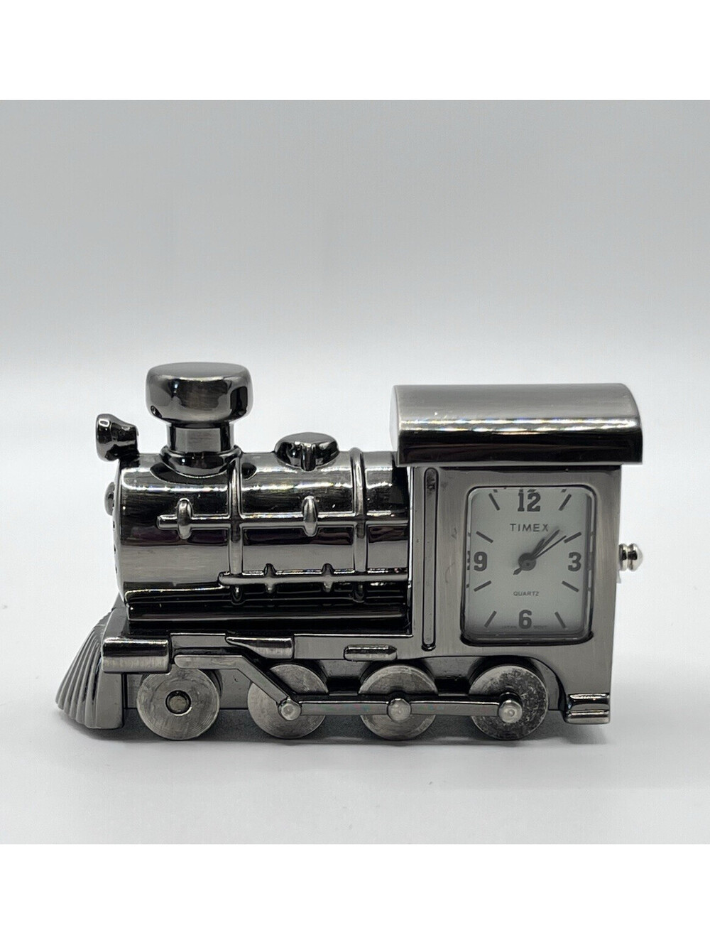 Timex Vintage Steam Engine Novelty Clock Gun Metal Gray Works 3112.2